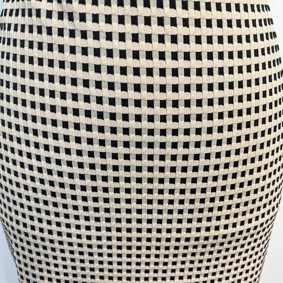 Alfani Skirt size Small Black Ivory Textured Check Straight Pencil Midi Stretch - Picture 4 of 7